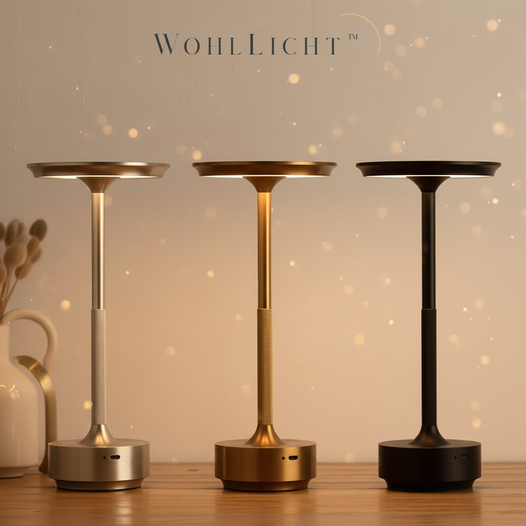 WohlLicht™ – Zeitlose kabellose Tischlampe mit Touch-Funktion