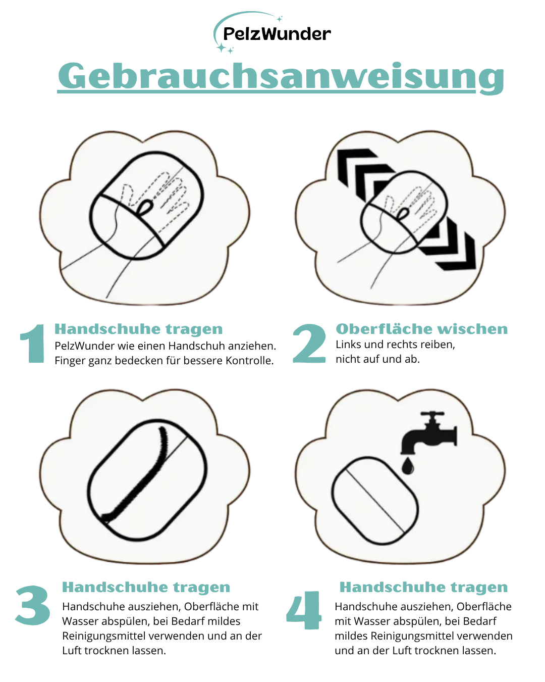 PelzWunder - Elektrostatisch Enthaarungshandschuhe für Haustiere