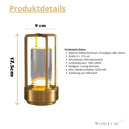 WohlLumi™ – Kristallklare kabellose Tischlampe für sofortige Wohlfühl-Atmosphäre