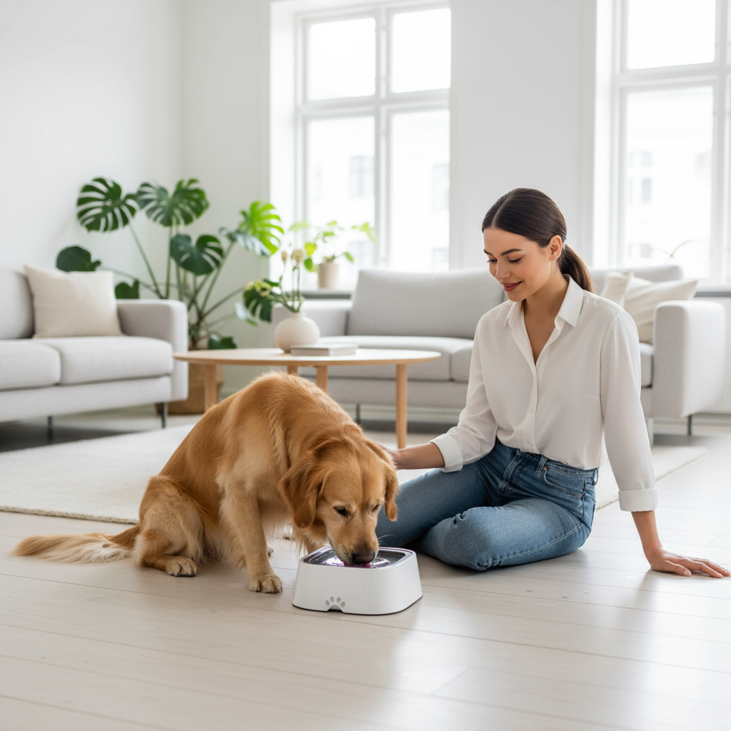 GlanzNapf – Der spritzfreie Trinknapf, der Ihren Boden trocken und Ihren Hund gesund hält.