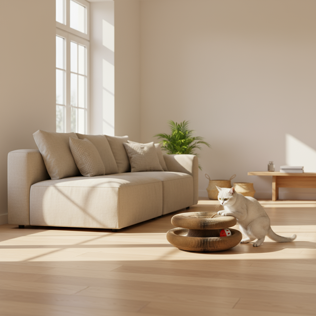 Katzform - Minimalistisches Kratzmöbel für Harmonie zwischen Katze und Zuhause.