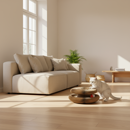 Katzform - Minimalistisches Kratzmöbel für Harmonie zwischen Katze und Zuhause.