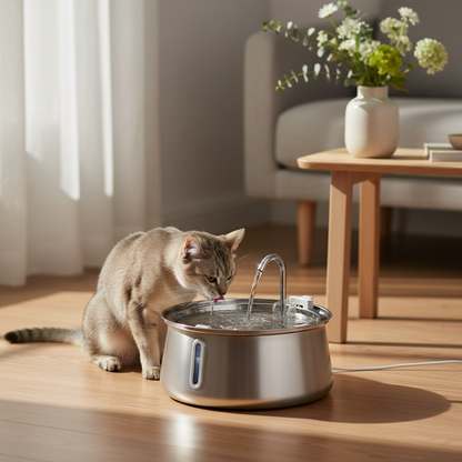 KatzenLiebe Brunnen – leiser Edelstahl-Trinkbrunnen für gesunde & glückliche Katzen