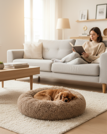 SofaFrei™ Nest – das Donutbett, das Ihr kleiner bis mittelgroßer Hund von selbst wählt.