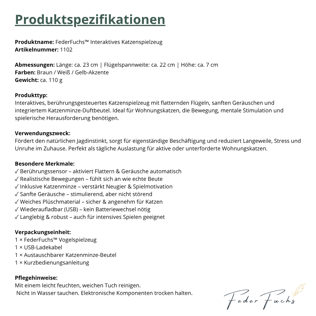 FederFuchs — Das spielerische Federleben, das Ihre Katze erwachen lässt.