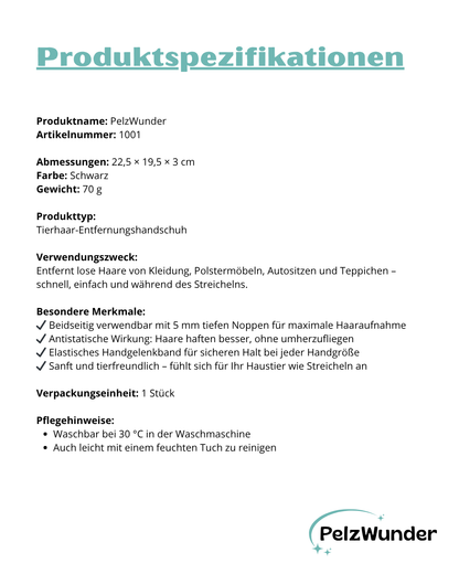 PelzWunder - Elektrostatisch Enthaarungshandschuhe für Haustiere