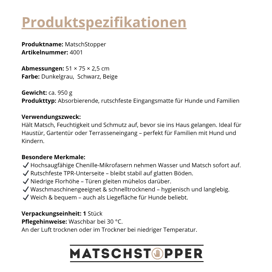 MatschStopper – entwickelt für Hundepfoten und Familienböden.