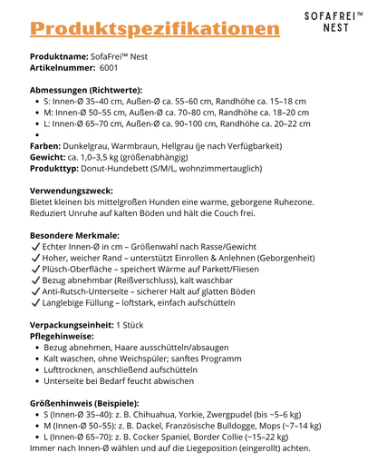 SofaFrei™ Nest – das Donutbett, das Ihr kleiner bis mittelgroßer Hund von selbst wählt.