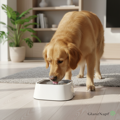 GlanzNapf – Der spritzfreie Trinknapf, der Ihren Boden trocken und Ihren Hund gesund hält.